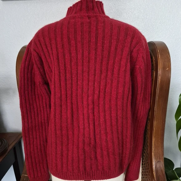 Lands' End Womens Bold Red Zip-Up Sweater - Picture 2 of 7